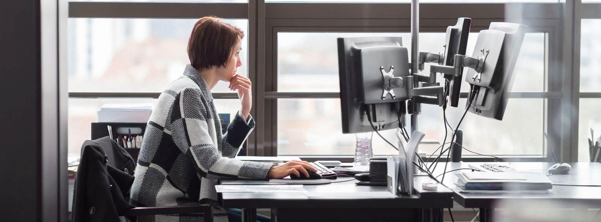 Working working at their desk